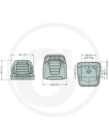 Siège pour tracteur tondeuse revêtement en PVC