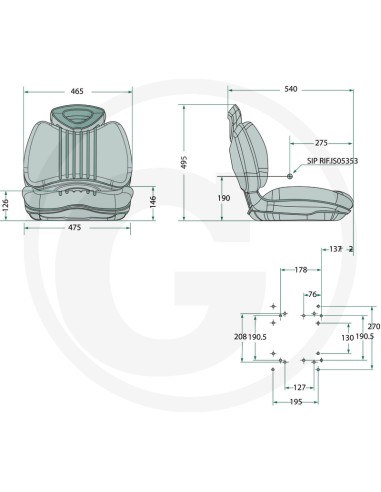 Siège pour tracteur tondeuse revêtement en PVC