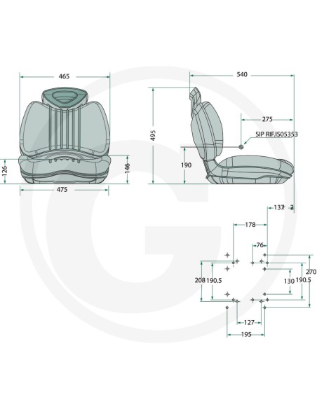 Siège pour tracteur tondeuse revêtement en PVC