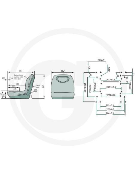 Siège pour tracteur tondeuse John Deere en PVC Jaune