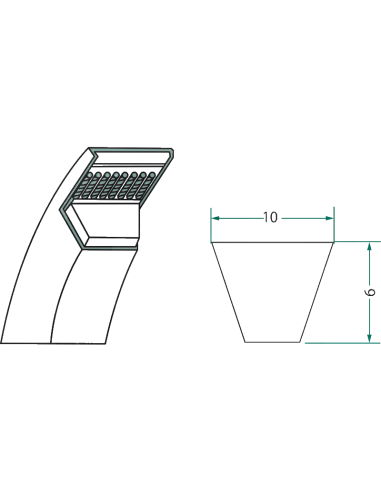 Courroie profil Z - Li 635 mm 10 x 6 - Z25