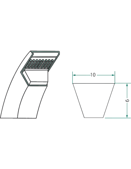 Courroie profil Z - Li 785 mm 10 x 6 - Z31