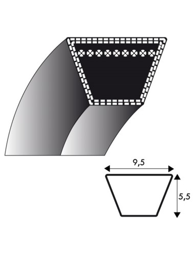 Courroie profil 3L - Li 470 mm 9.5 x 5.5 - 3L200