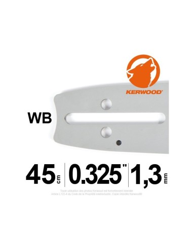 Guide tronçonneuse Kerwood 45 cm 0,325" 1,3 mm