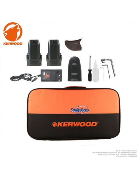 Pack outils sans fil avec mallette en tissu - Mini Tronçonneuse + Sécateur Électrique - KERWOOD